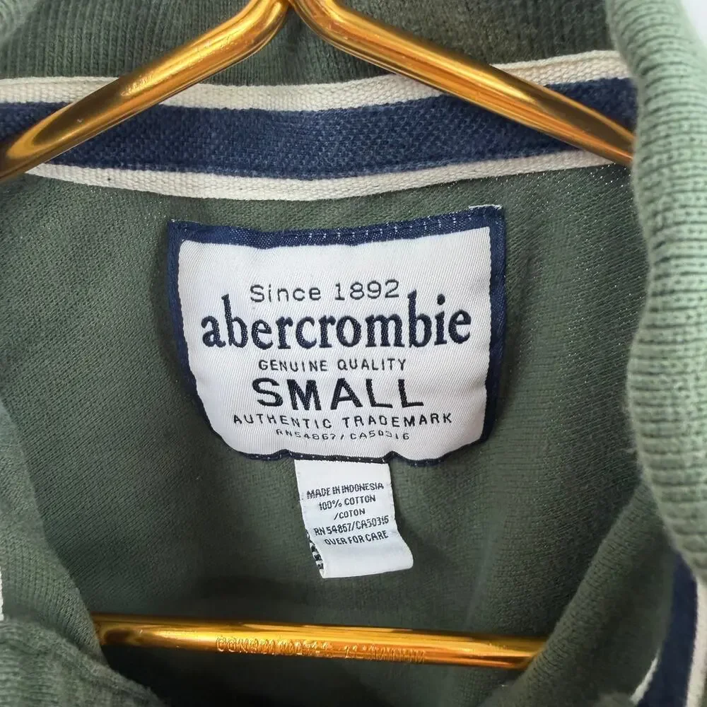 Abercrombie Polo Shirt Short Sleeve Y2K Boys Size Small Olive Green Pique Cotton